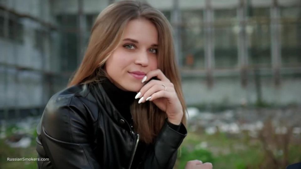 Biker girl Kate is smoking Marlboro Red 100s and posing for us RussianSmokers