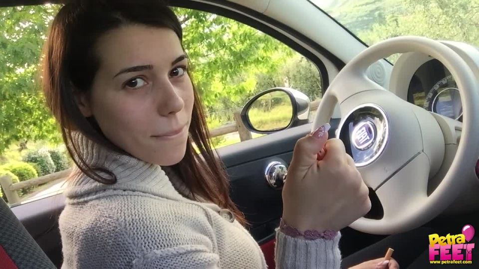 Petra smokes in the car PetraFeet
