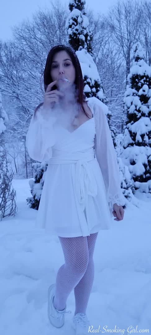 Smoking in a Winter Wonderland Real Smoking Girl