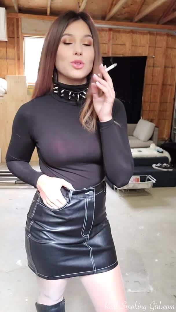 Worship Me in Leather As I Smoke for You Real Smoking Girl