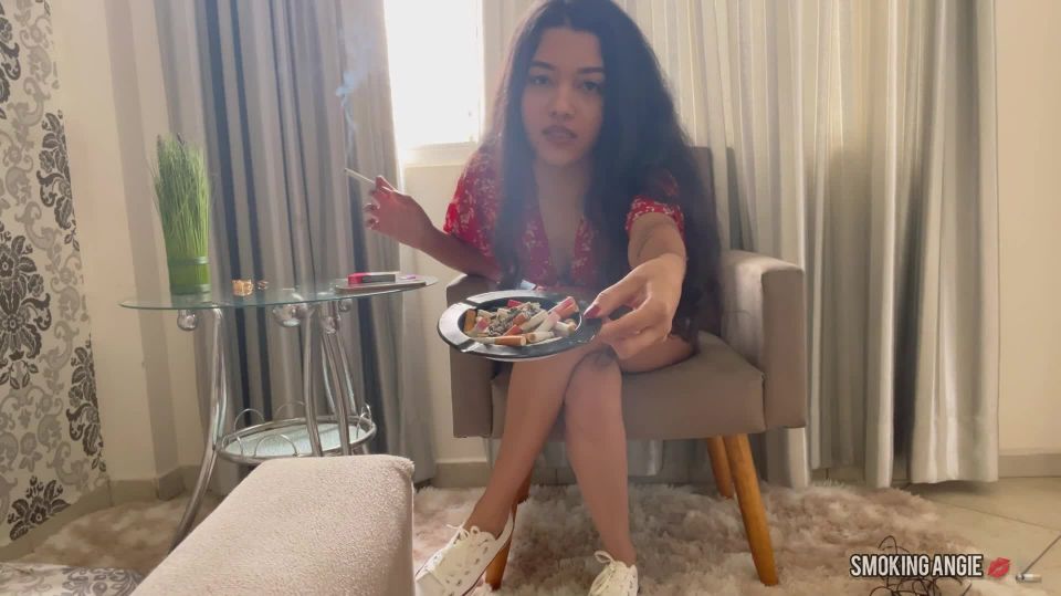 Cute Girlfriend Chain Smokes 3 Marlboro reds with Trashy Attitude Smoking Angie