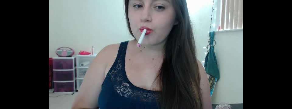 Teasing to topless while smoking in red lipstick BethAnn
