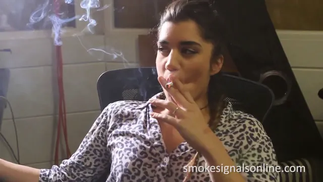 Charli smoking pt 2 at desk
